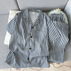 Men's Short-Sleeve Pyjama Shirt & Trouser Set. Short-sleeve button-front shirt.