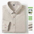Men's Fine-Stripe Cotton Button-Down Shirt. 100% cotton.