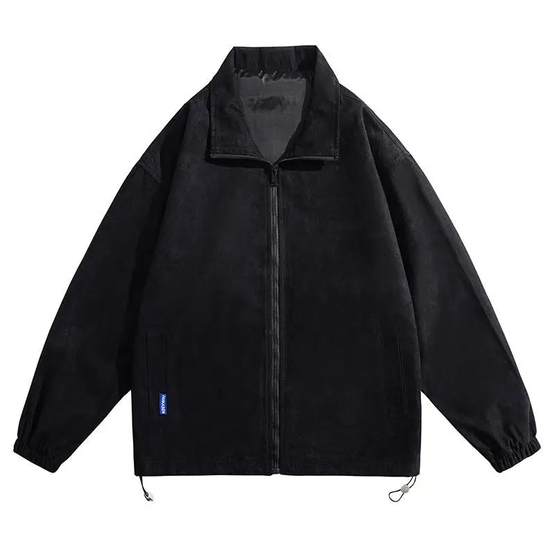 Men's Suede-Look Collared Bomber Jacket. Suede-look polyester fabric.