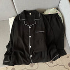Men's Textured Piped Button-Front Pyjamas. Textured polyester fabric.