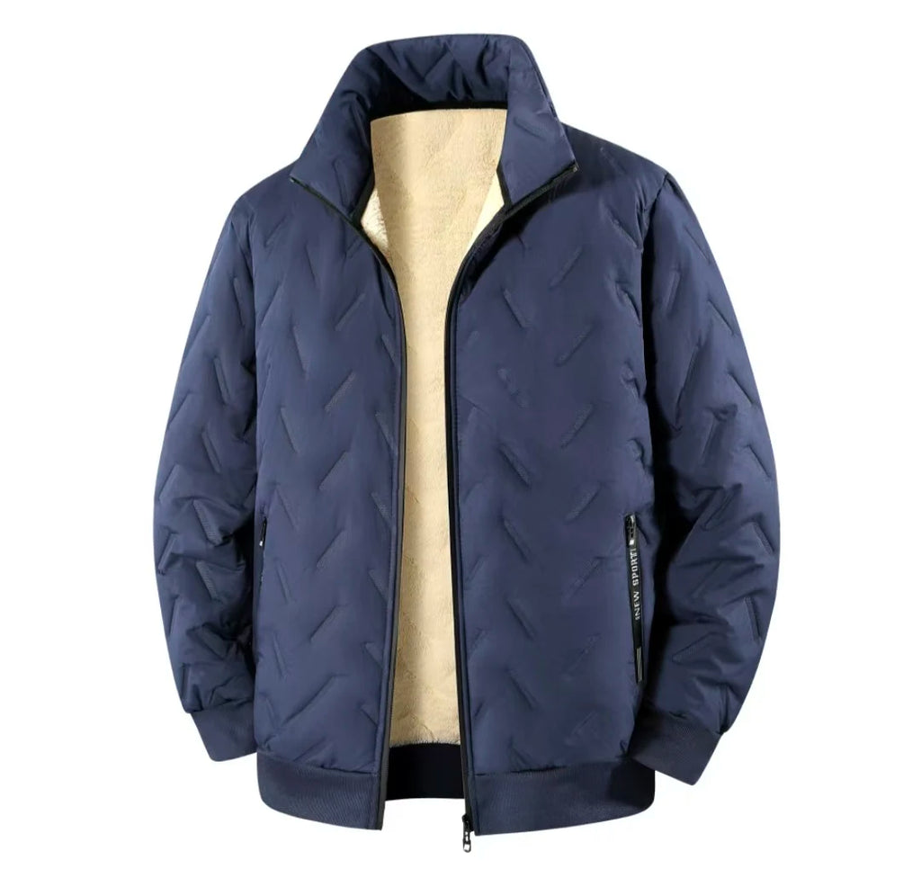 Men's Fleece-Lined Chevron Quilted Jacket. Chevron quilting.