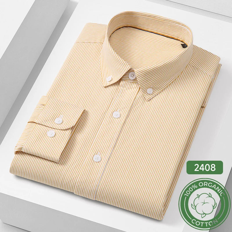 Men's Cotton Fine-Stripe & Check Shirt. 100% cotton.