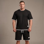 Men's Waffle T-Shirt & Lounge Shorts Set. Matching tee and shorts.