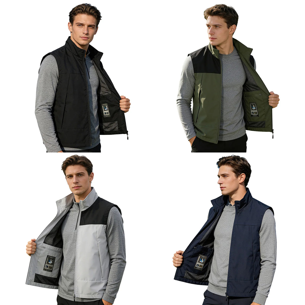 Men's Stand-Collar Zip-Front Golf Gilet. Stand collar.