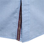 Men's Cotton Grandad-Collar Contrast Shirt. Grandad collar.