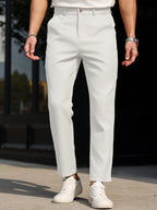 Men's Slim Ankle-Length Dress Trousers. Polyester fabric.