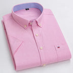 Men's Short-Sleeve Cotton Oxford Shirt. Oxford cotton fabric.