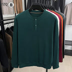 Men's Brushed Long-Sleeve Henley Top. Brushed finish.