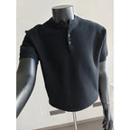 Men's Textured Short-Sleeve Knit Henley. Textured knit.