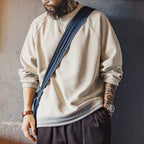 Men's Oversized Waffle Drawcord Sweatshirt. Fine waffle texture.