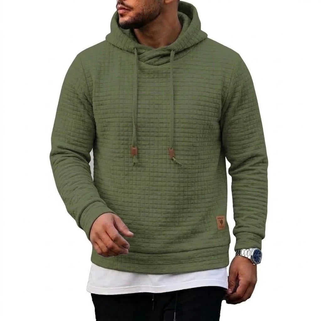 Men's Textured Waffle Pullover Hoodie. Textured waffle finish.