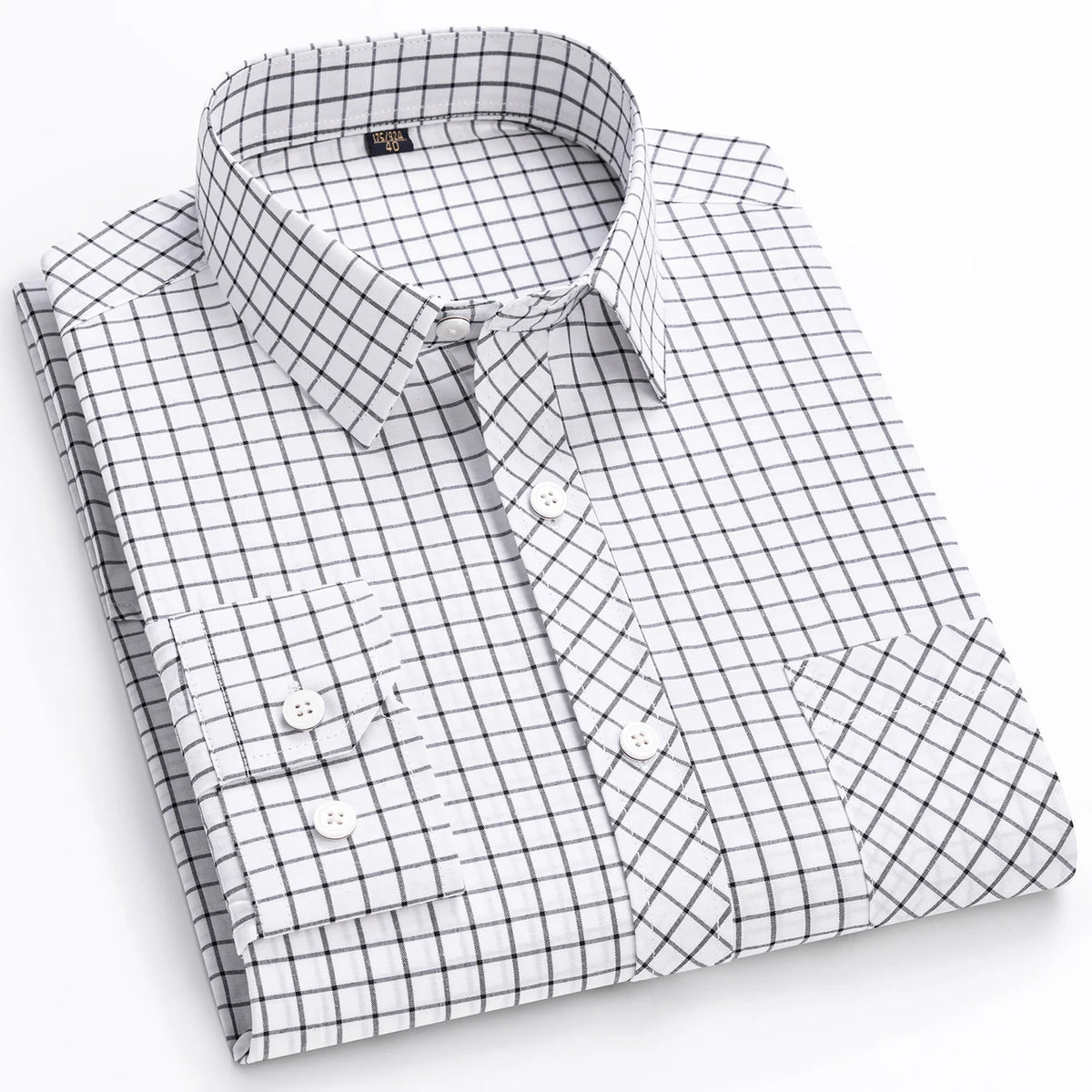 Men's Cotton Point-Collar Check Shirt. 100% cotton.