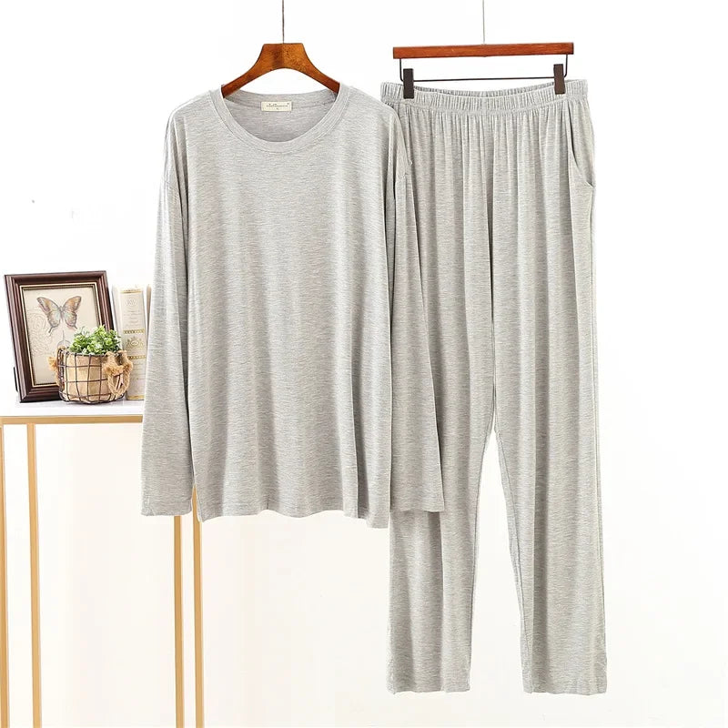 Men's Modal-Blend Crew-Neck Lounge Set. Modal-elastane blend.