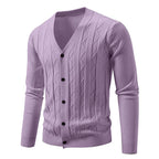 Men's Textured V-Neck Button Cardigan. V-neck and button-through front.