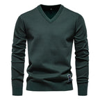Men's Cotton-Blend V-Neck Jumper. 95% cotton, 5% elastane.
