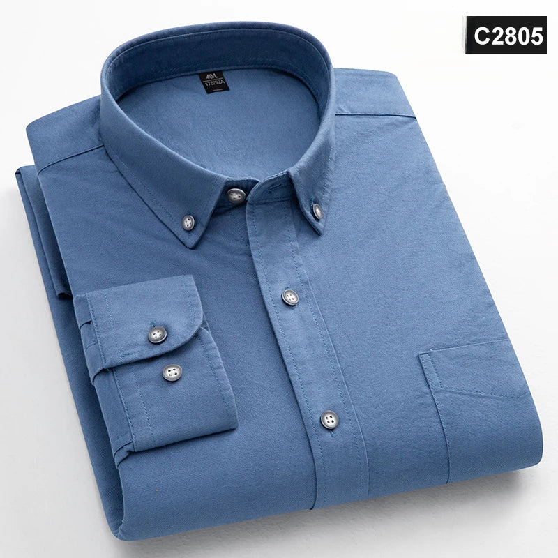 Men's Plain Cotton Oxford Shirt With Chest Pocket. 100% cotton Oxford fabric.