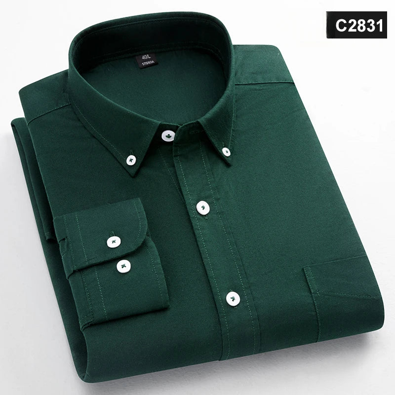 Men's Plain Cotton Oxford Shirt With Chest Pocket. 100% cotton Oxford fabric.