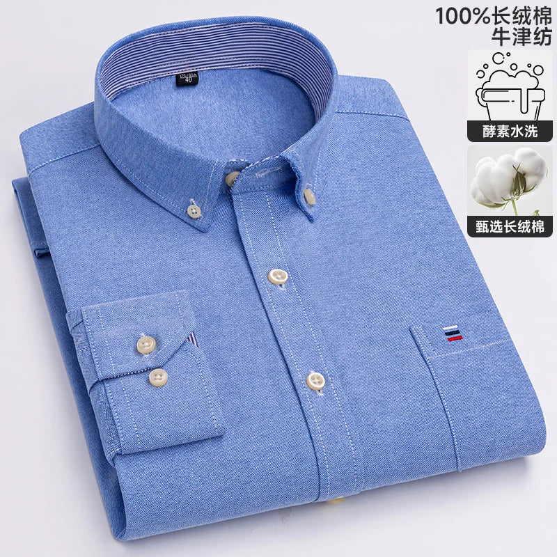 Men's Long-Sleeve Button-Down Oxford Shirt. 100% cotton Oxford fabric.