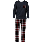 Men's Tartan-Trim Crew-Neck Lounge Set. Plain crew-neck top.