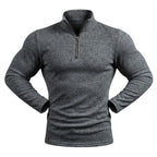 Men's Marl Stand-Collar Quarter-Zip Pullover. Marl texture.