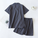 Men's Fine-Check Cotton Short Pyjamas. Cotton fabric.