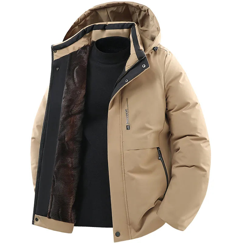 Men's Soft-Lined Hooded Winter Jacket. Hooded design.