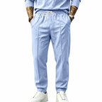 Men's Textured Tapered Drawstring Trousers. Textured finish.