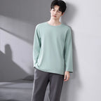 Men's Relaxed Cotton Crew-Neck Lounge Set. Cotton fabric.