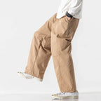 Men's Relaxed Wide-Leg Drawstring Trousers. Wide-leg shape.