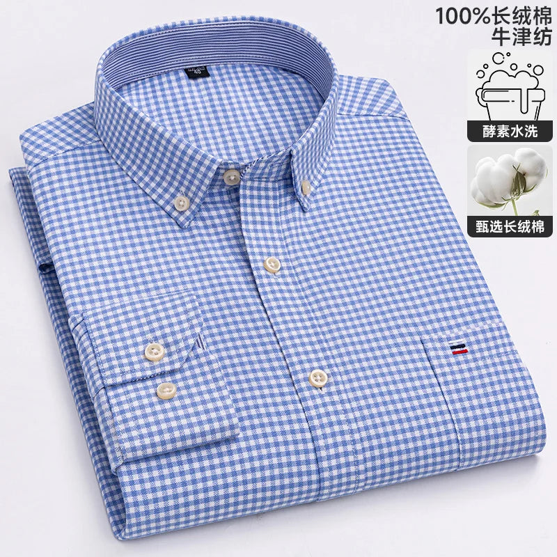 Men's Long-Sleeve Button-Down Oxford Shirt. 100% cotton Oxford fabric.