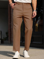 Men's Slim Ankle-Length Dress Trousers. Polyester fabric.
