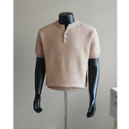 Men's Textured Short-Sleeve Knit Henley. Textured knit.