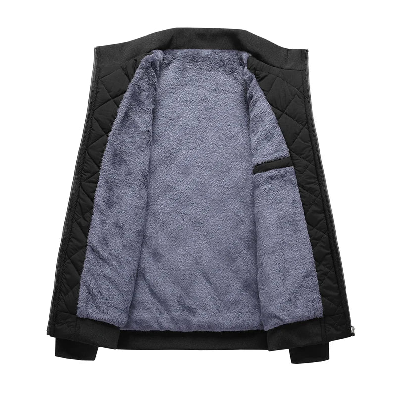 Men's Fleece-Lined Diamond Bomber Jacket. Diamond quilting.