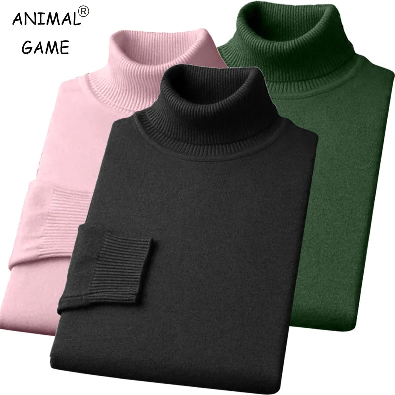 Men's Essential Ribbed Roll-Neck Jumper. Folded ribbed roll neck.