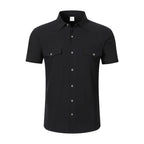 Men's Linen-Blend Twin-Pocket Summer Shirt. Linen and polyester blend.