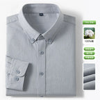 Men's Fine-Stripe Cotton Button-Down Shirt. 100% cotton.