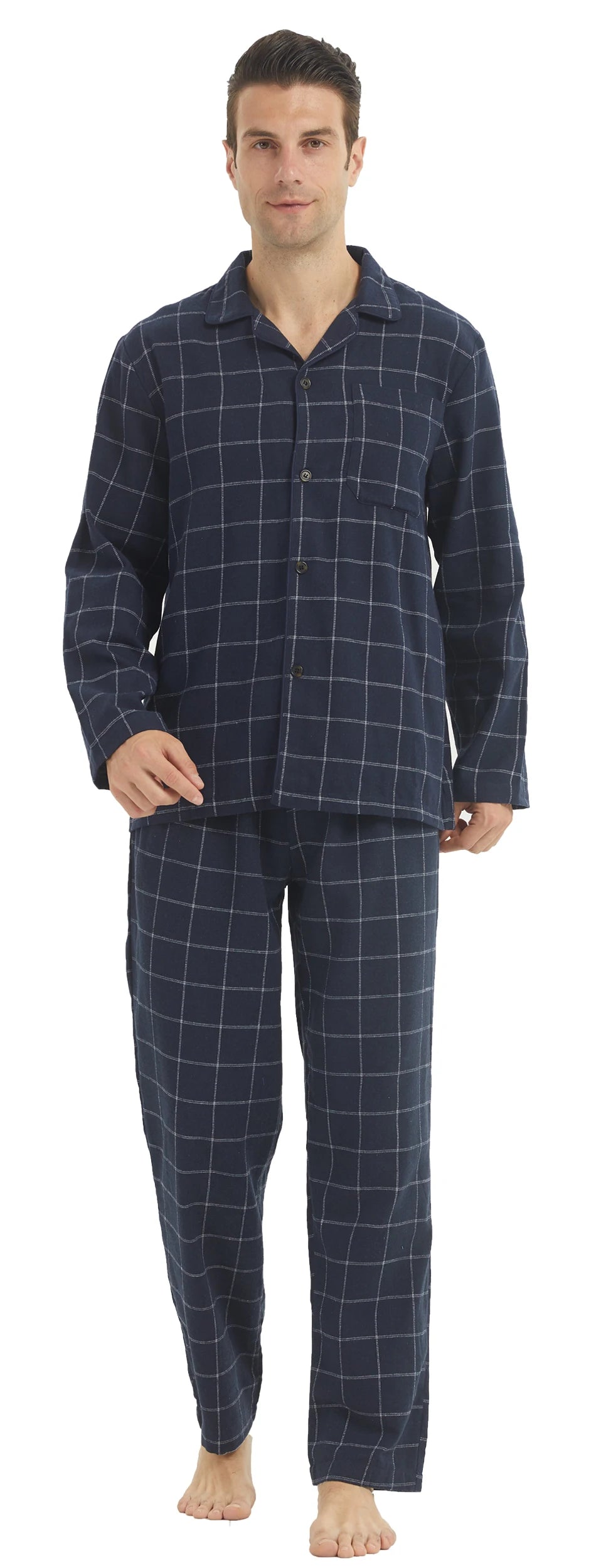 Men's Cotton-Blend Flannel Check Pyjamas. Cotton-polyester flannel.