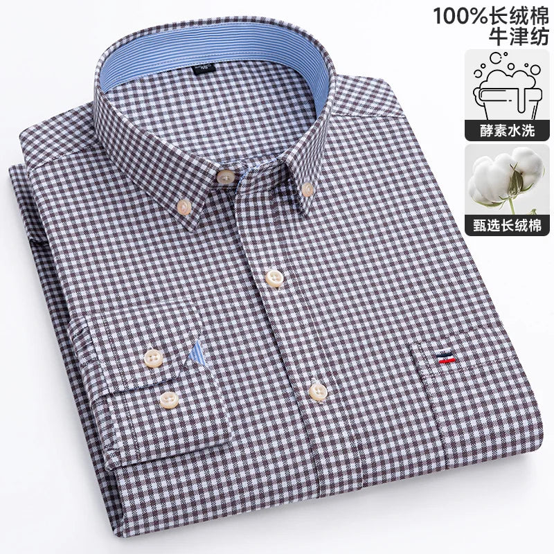 Men's Long-Sleeve Button-Down Oxford Shirt. 100% cotton Oxford fabric.