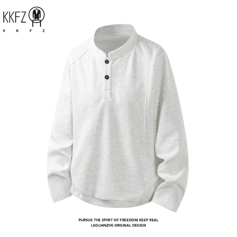 Men's Raglan Long-Sleeve Henley Top. Raglan sleeves.
