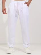 Men's Relaxed Cotton-Linen Drawstring Trousers. Cotton and linen blend.