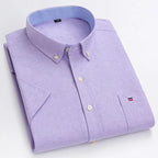 Men's Short-Sleeve Cotton Oxford Shirt. Oxford cotton fabric.
