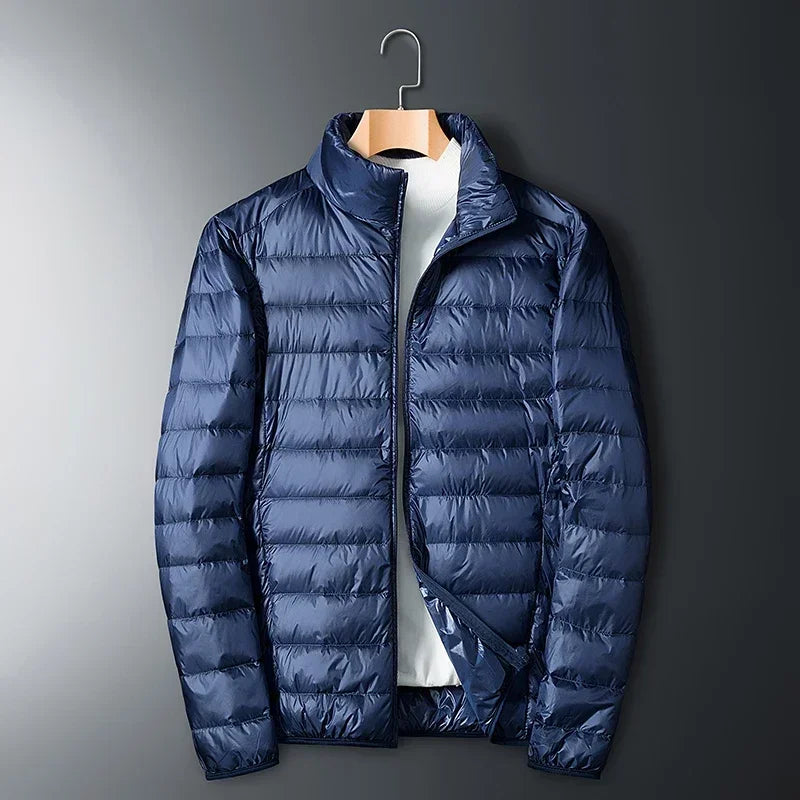 Men's Lightweight Stand-Collar Puffer Jacket. Lightweight quilted construction.