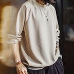Men's Oversized Waffle Drawcord Sweatshirt. Fine waffle texture.