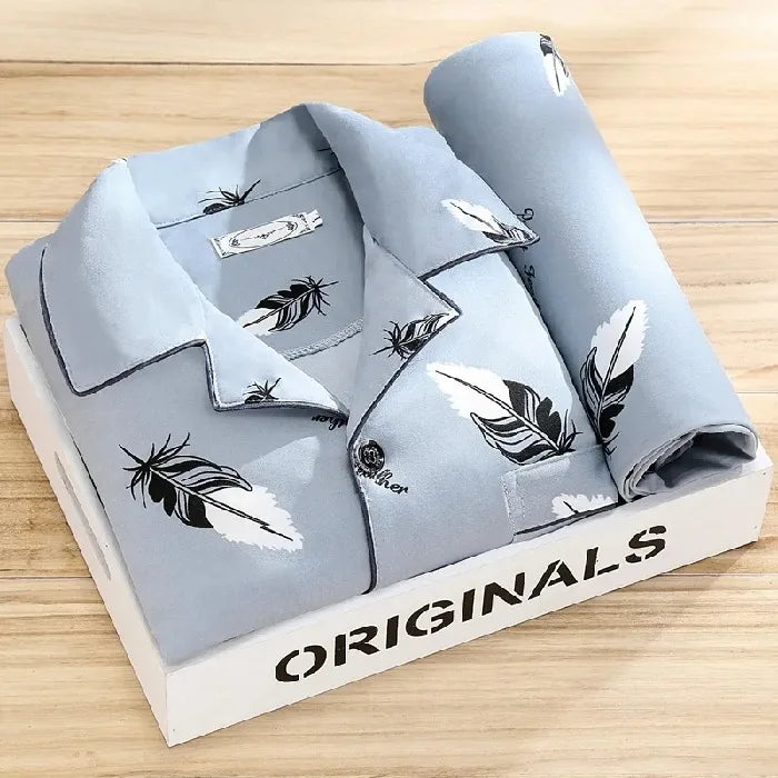 Men's Printed Cotton-Blend Long Pyjamas. Cotton-polyester blend.