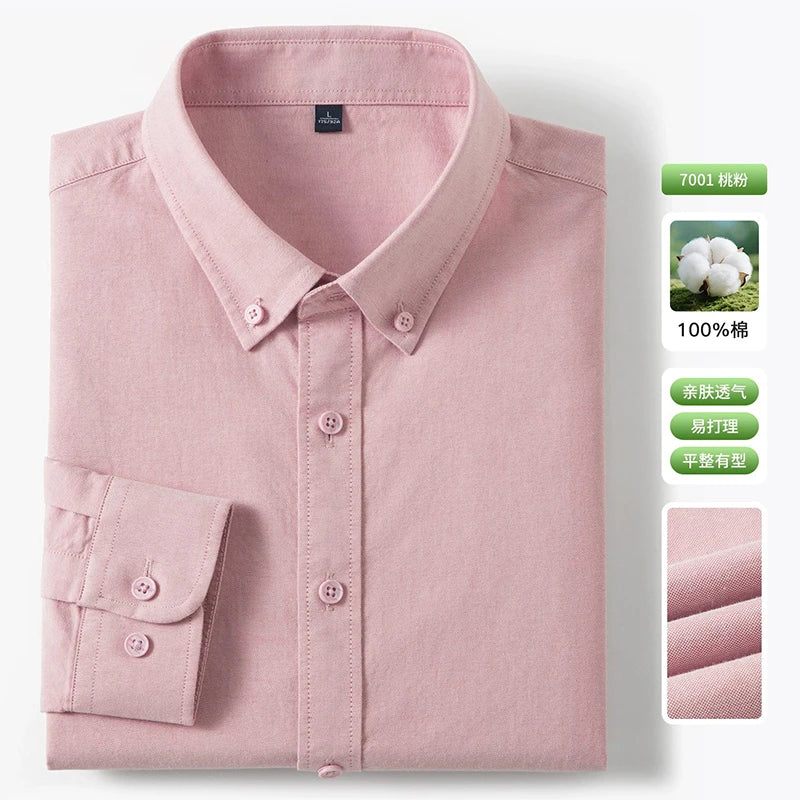Men's Fine-Stripe Cotton Button-Down Shirt. 100% cotton.