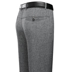 Men's Melange Straight-Leg Tailored Trousers. Polyester fabric.