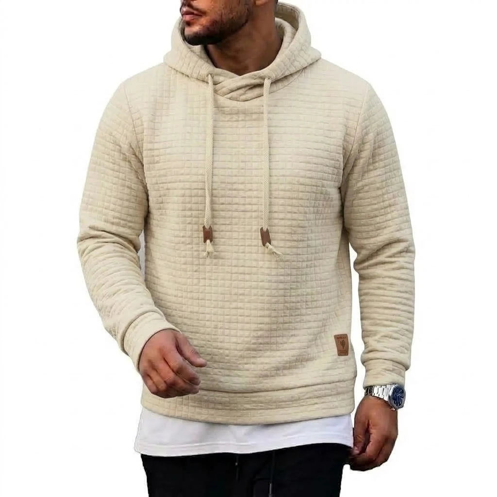 Men's Textured Waffle Pullover Hoodie. Textured waffle finish.