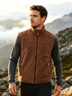 Men's Stand-Collar Zip-Front Fleece Gilet. Fleece texture.