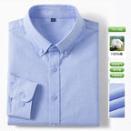 Men's Fine-Stripe Cotton Button-Down Shirt. 100% cotton.