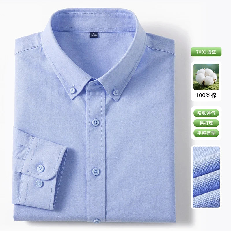 Men's Fine-Stripe Cotton Button-Down Shirt. 100% cotton.